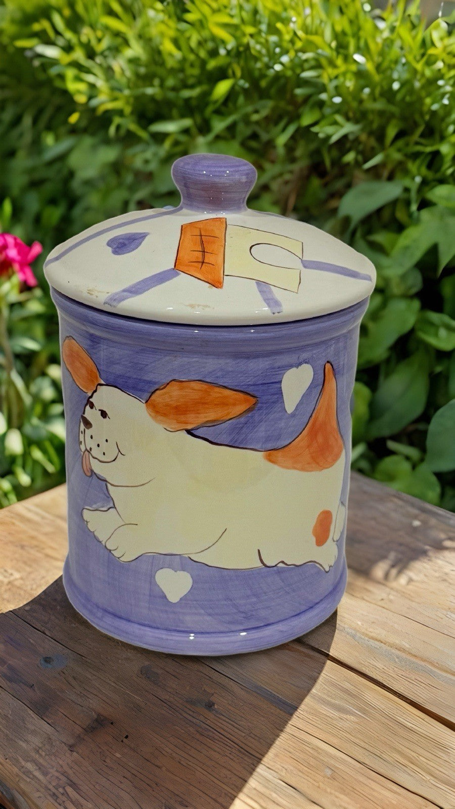 Rare HausenWare Dog Treats Cookie Jar Ceramic Puppy Biscuits Canister 9.5” H