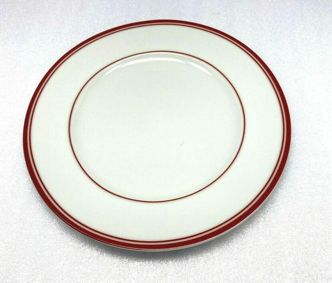 Amazon Basics White Dinnerware Collection Red Stripe Ceramic