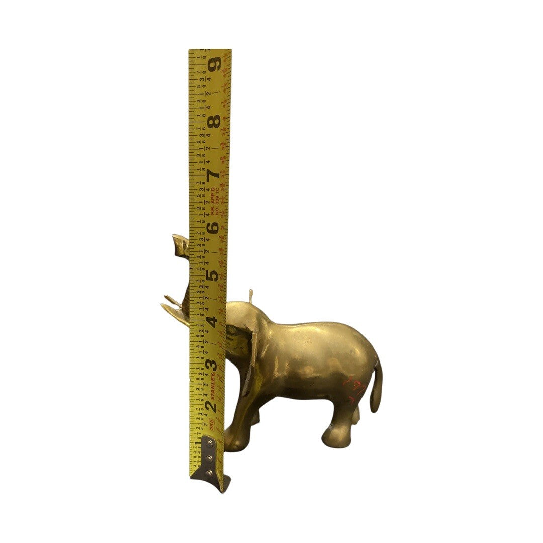 Vintage Elephant Solid Brass Figurine Statue Raised Trunk Up Good Luck
