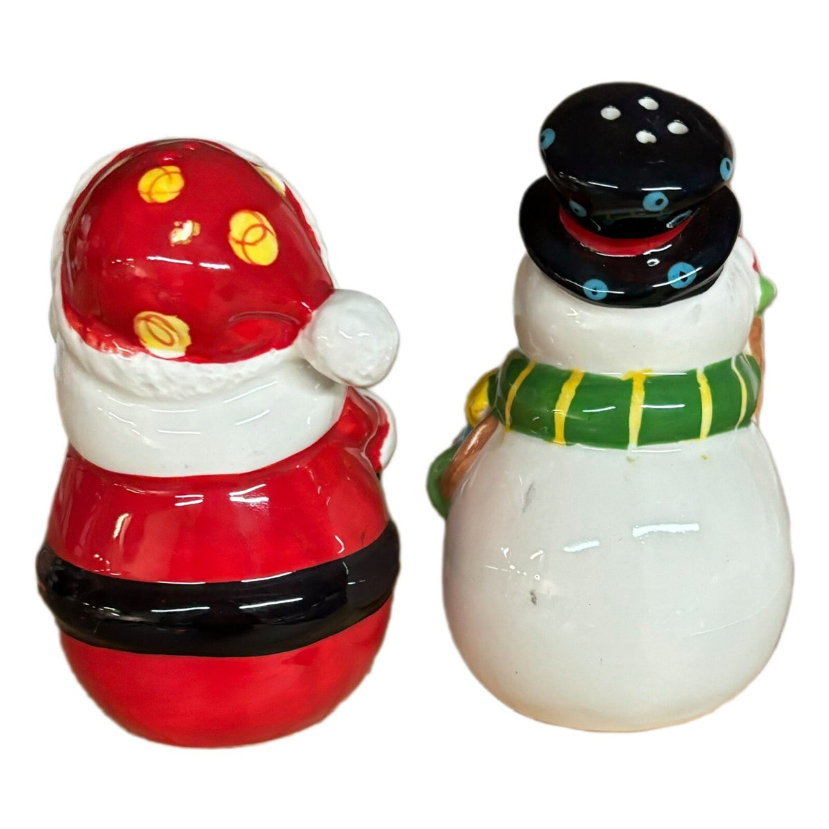 Santa Claus And Snowman Ceramic Salt & Pepper Shakers
