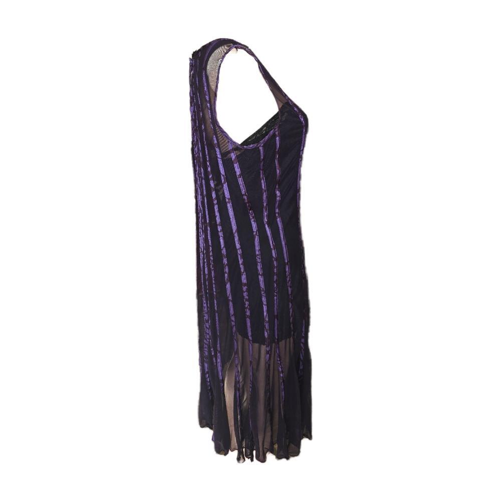 Sandra Darren Vintage Inspired Purple Sheer Maxi Dress  Boho Chic Size 12