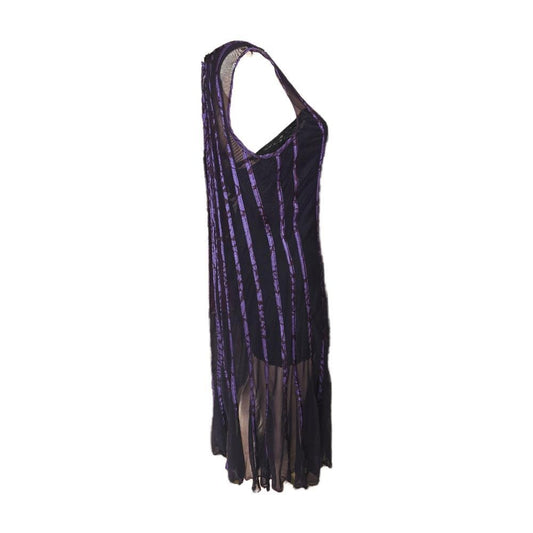 Sandra Darren Vintage Inspired Purple Sheer Maxi Dress  Boho Chic Size 12