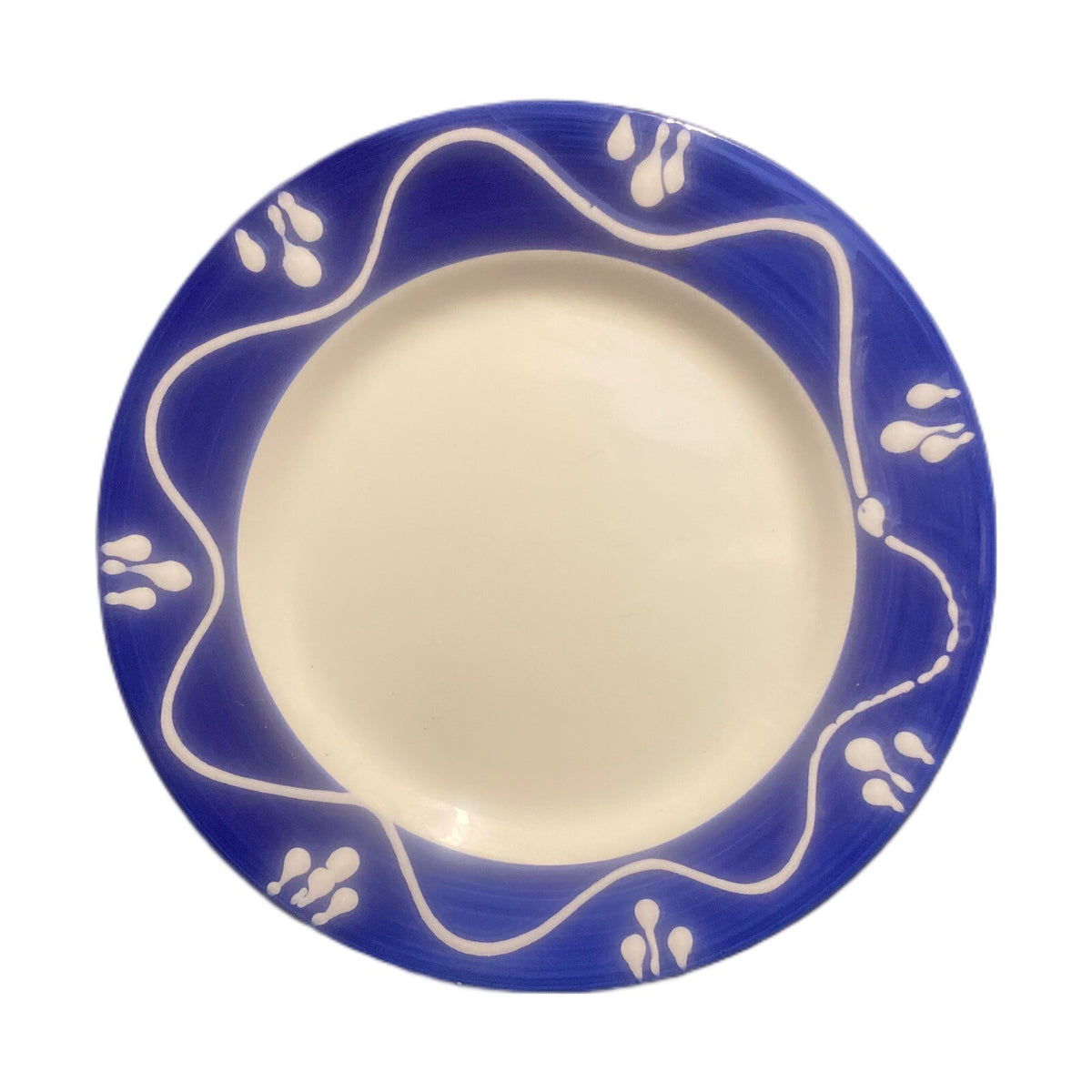 LA PRIMULA 4-Salad Plates Italy Hand-Painted White Blue Dessert S. R. I Dish 8”D