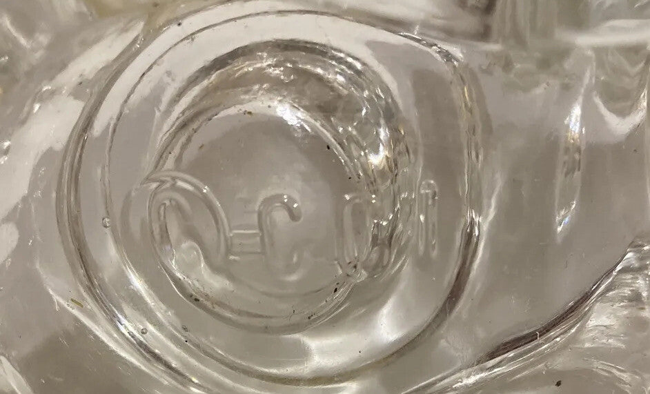 Vintage Crystal Clear Industries Santa Tapered Candle Holder C.C.I 5 1/4" H