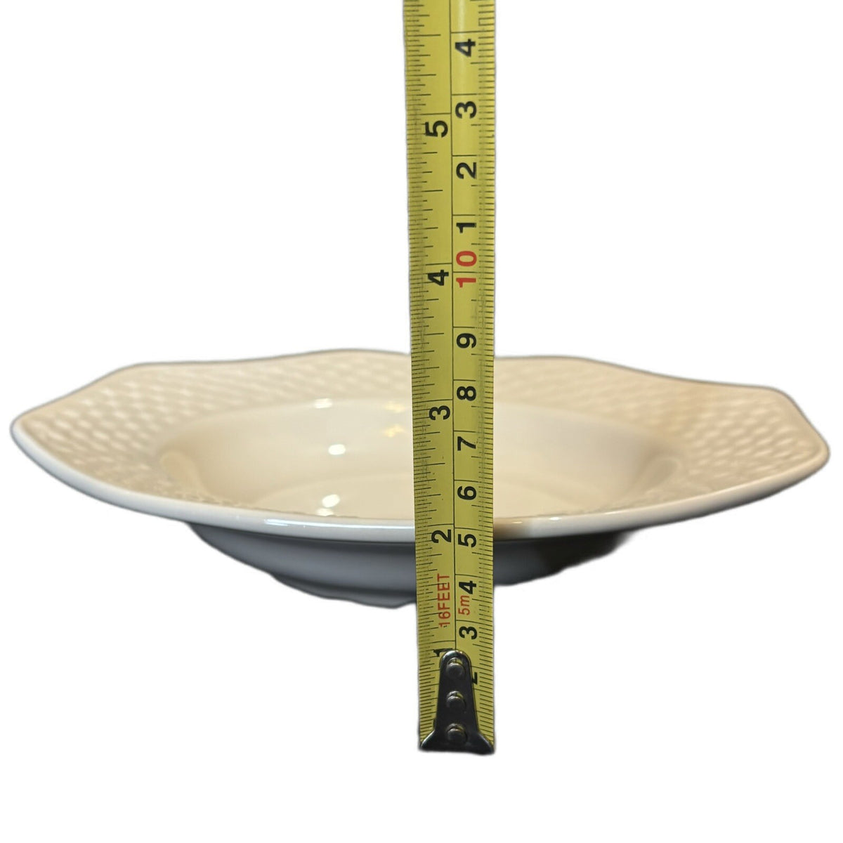 Nautica BERMUDA 6-Rim Soup Bowls Rattan Basket Weave Border Portugal Ceramic 9"D