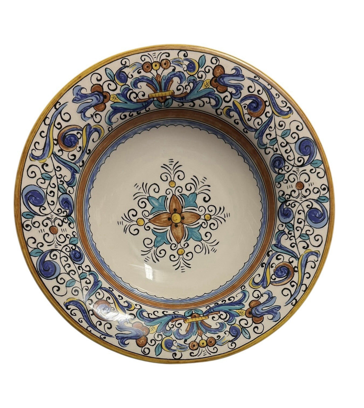 Portugal Umbria 15 3/8”D Serving Bowl Hand Painted Blue Yellow Floral Ceramic