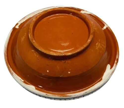 Moroccan Tagine Blue & White Base 7 7/8”D Terracotta Salad Bowl Tajine – No Lid