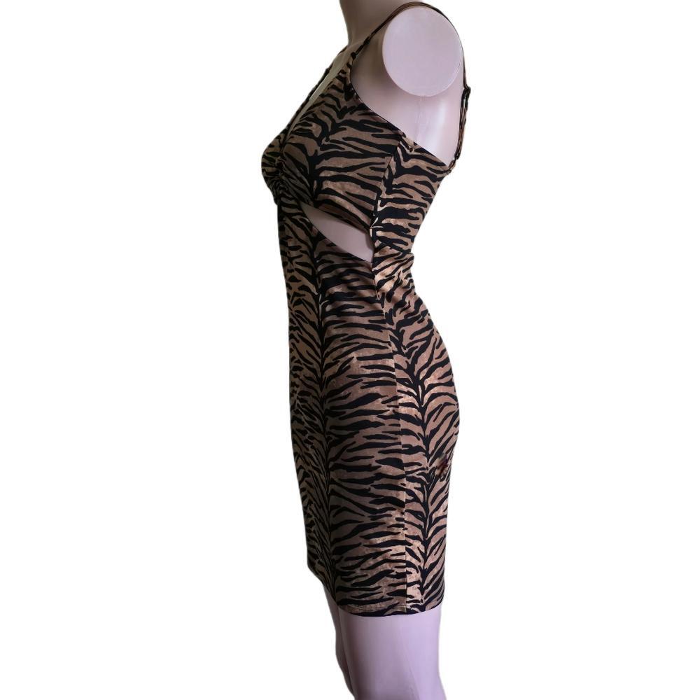 Divided H&M Tiger Print Mini Dress Fierce Filrty CutOut Daring Size 4