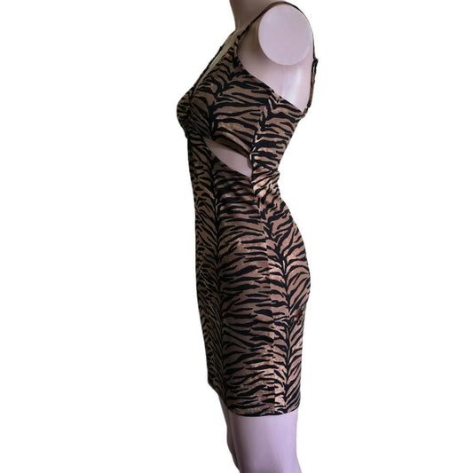 Divided H&M Tiger Print Mini Dress Fierce Filrty CutOut Daring Size 4