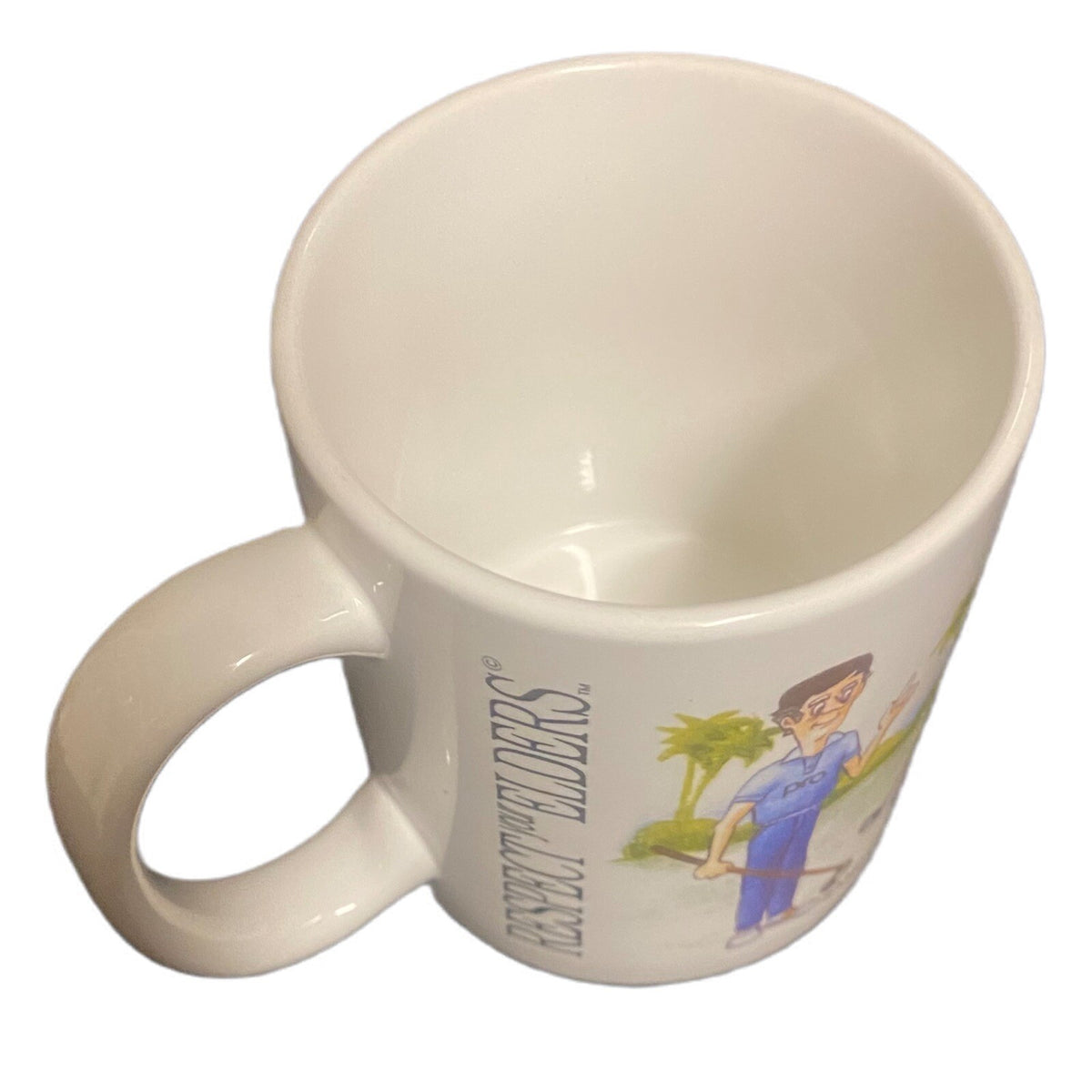 LINYI Mug RESPECT YOUR ELDERS Golf Ceramic Coffee Tea Cup Silver Phoenix 12 Oz