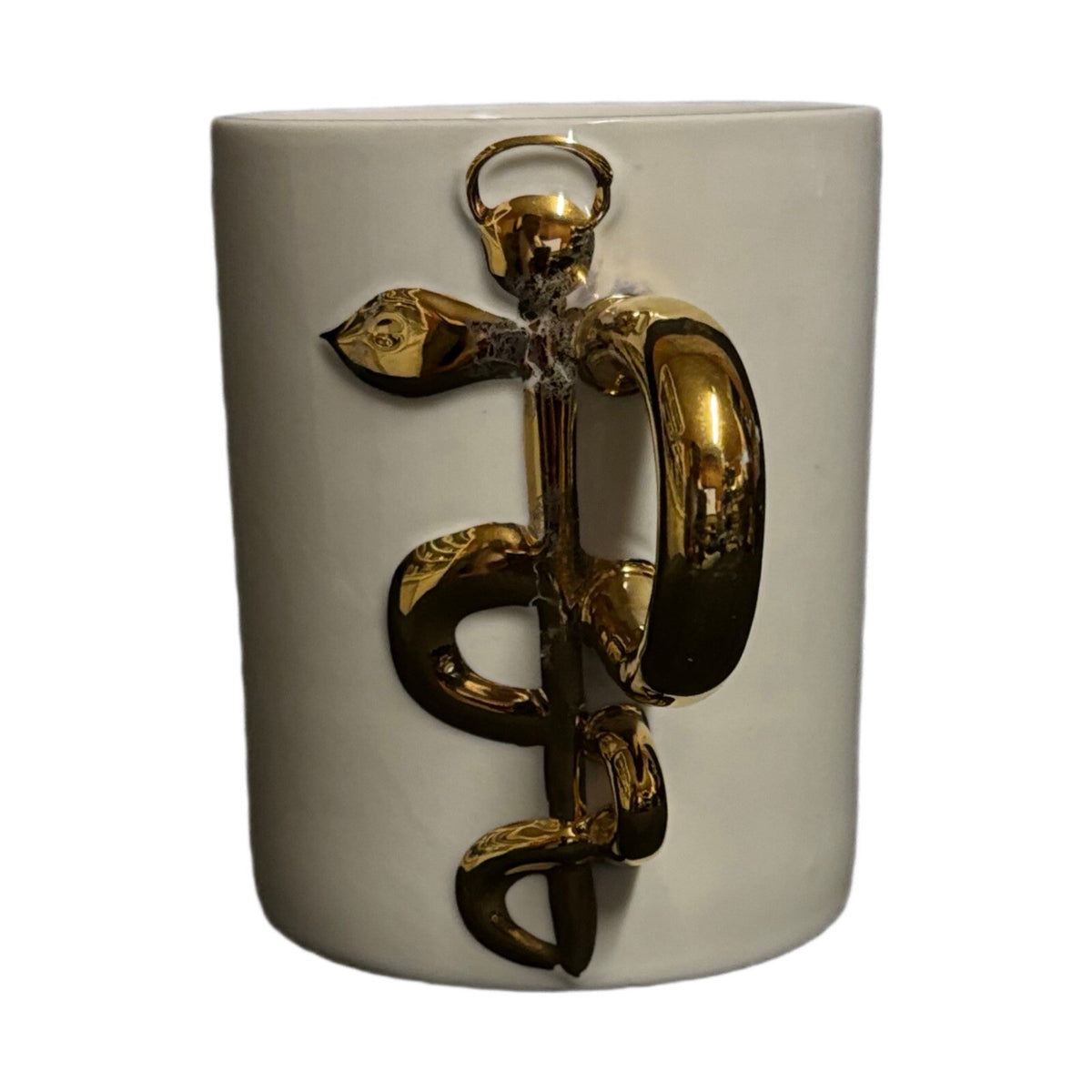 The Medicine Mug White Ceramic Coffee Tea Gold Handle Design Nurse Cup