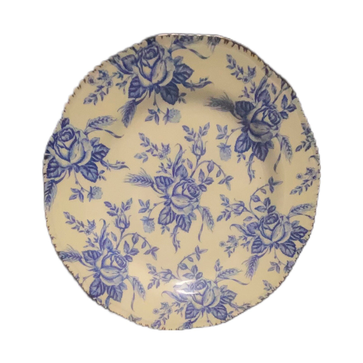 Wood & Sons 5-Salad Plates COLONIAL ROSE Blue Scalloped England Dessert Dish