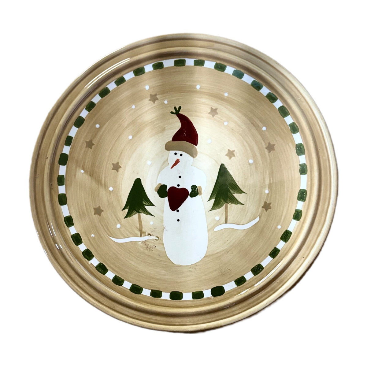 Sonoma Life Style TRIVET Snowman Christmas Trees Holidays Winter Round Ceramic