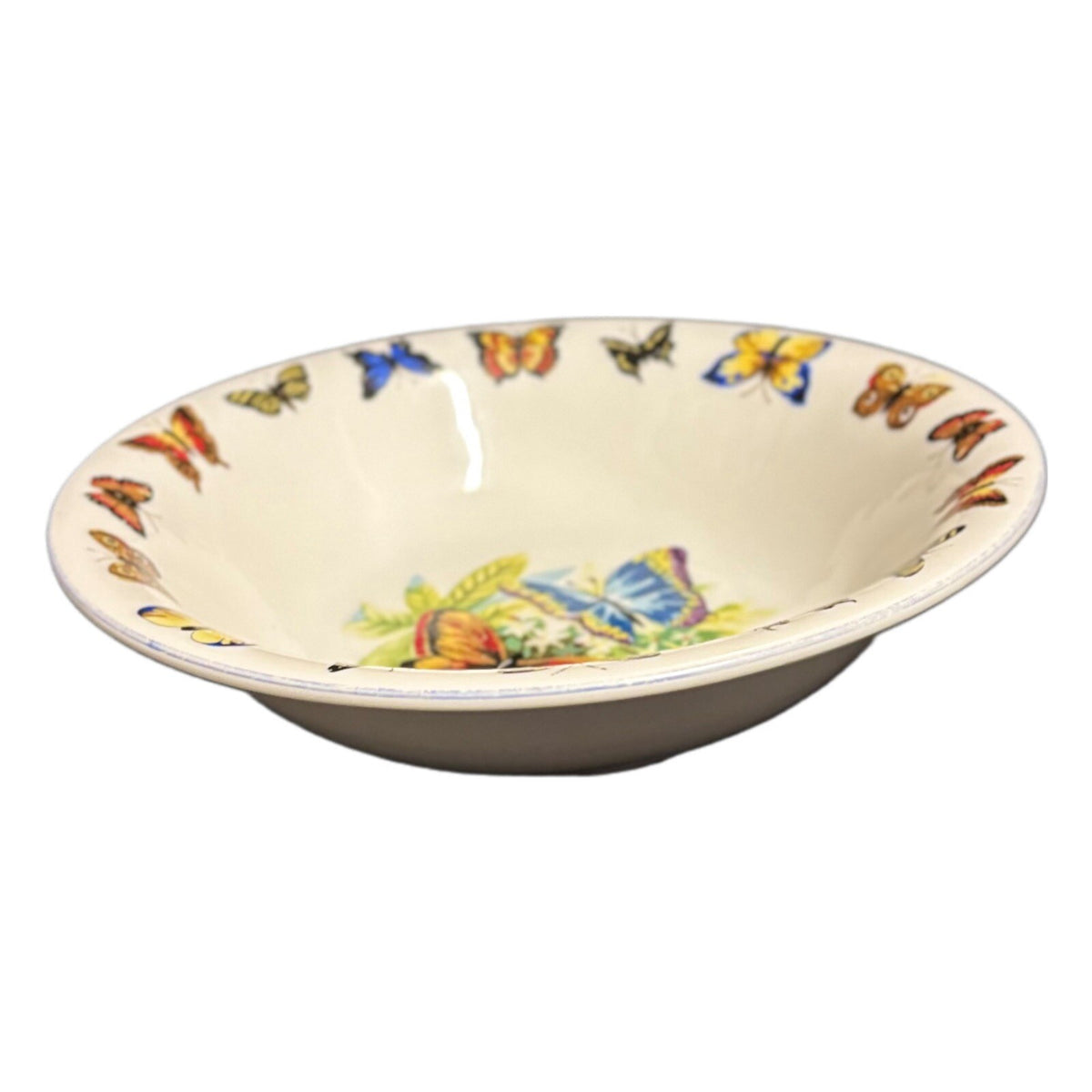 Tabletops Unlimited Soup Bowl BUTTERFLIES Oven Safe White Ceramic Pasta Dish
