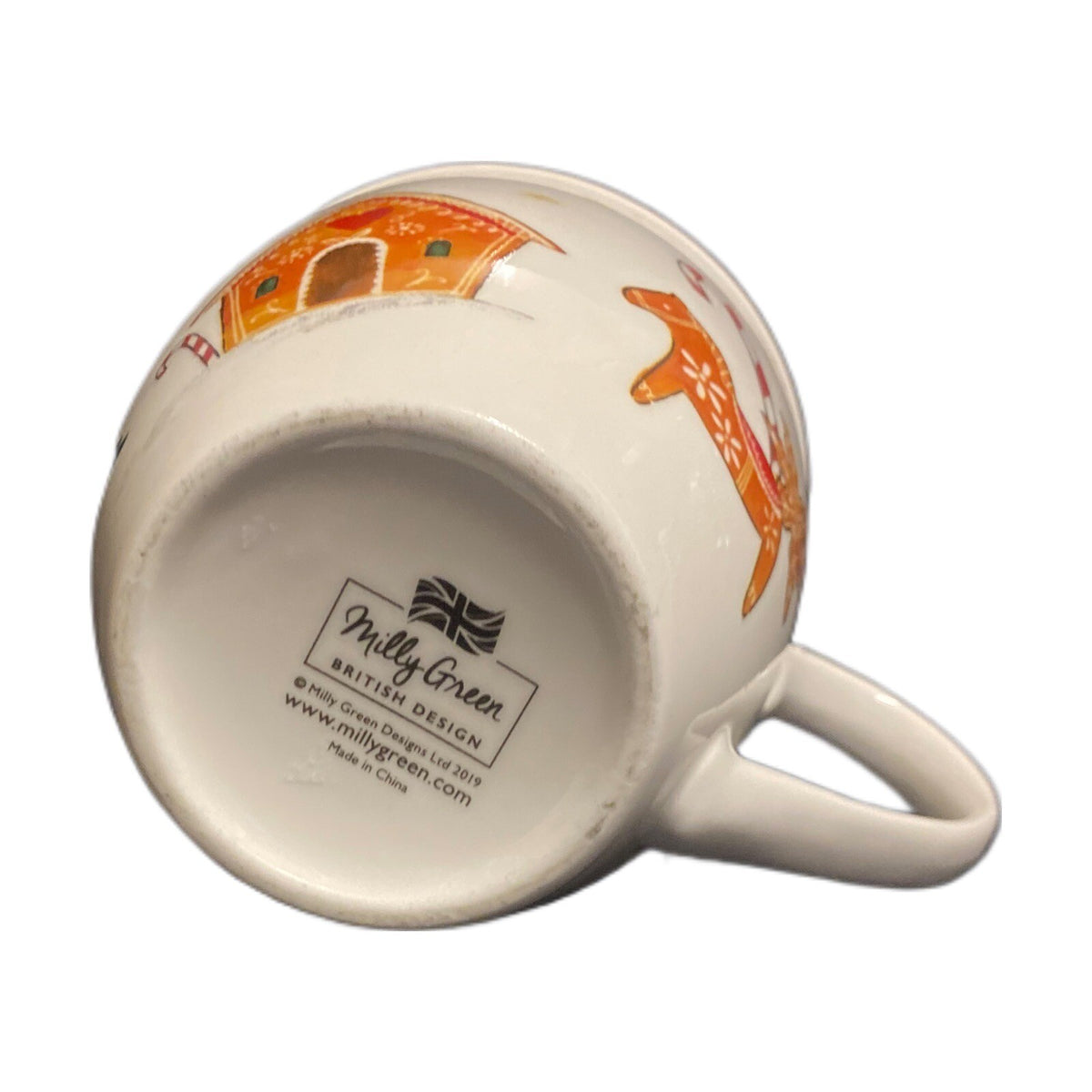 MILLY GREEN British Design Mug Christmas Coffee Tea White Porcelain Cup