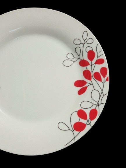 Gibson SCARLET LEAVES 4-Salad Plates 7 ½” D Floral Ceramic Dessert Dinnerware