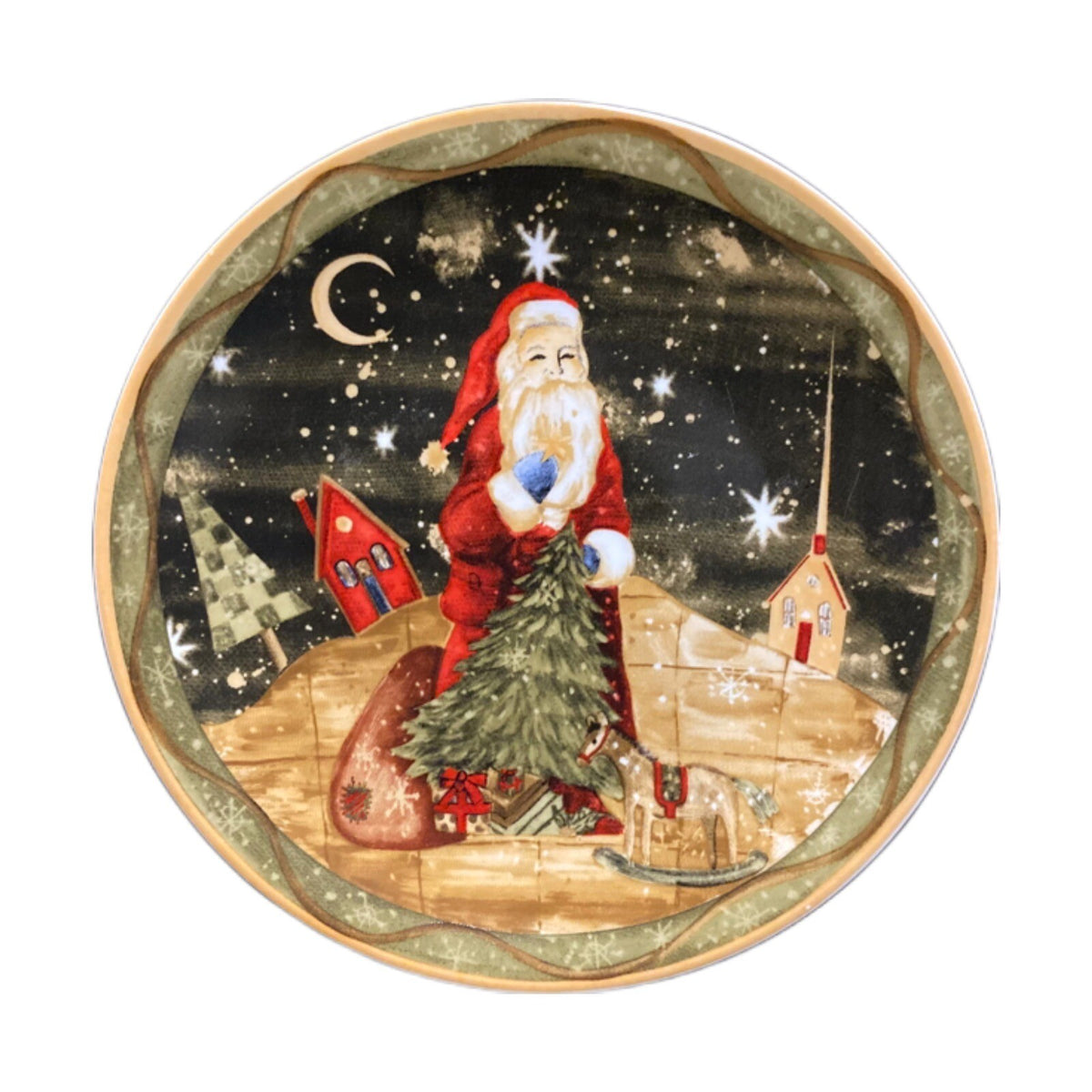 Home Gallery NFINITY Salad Plate Christmas Santa Dessert Holiday Dish 8 1/4"D