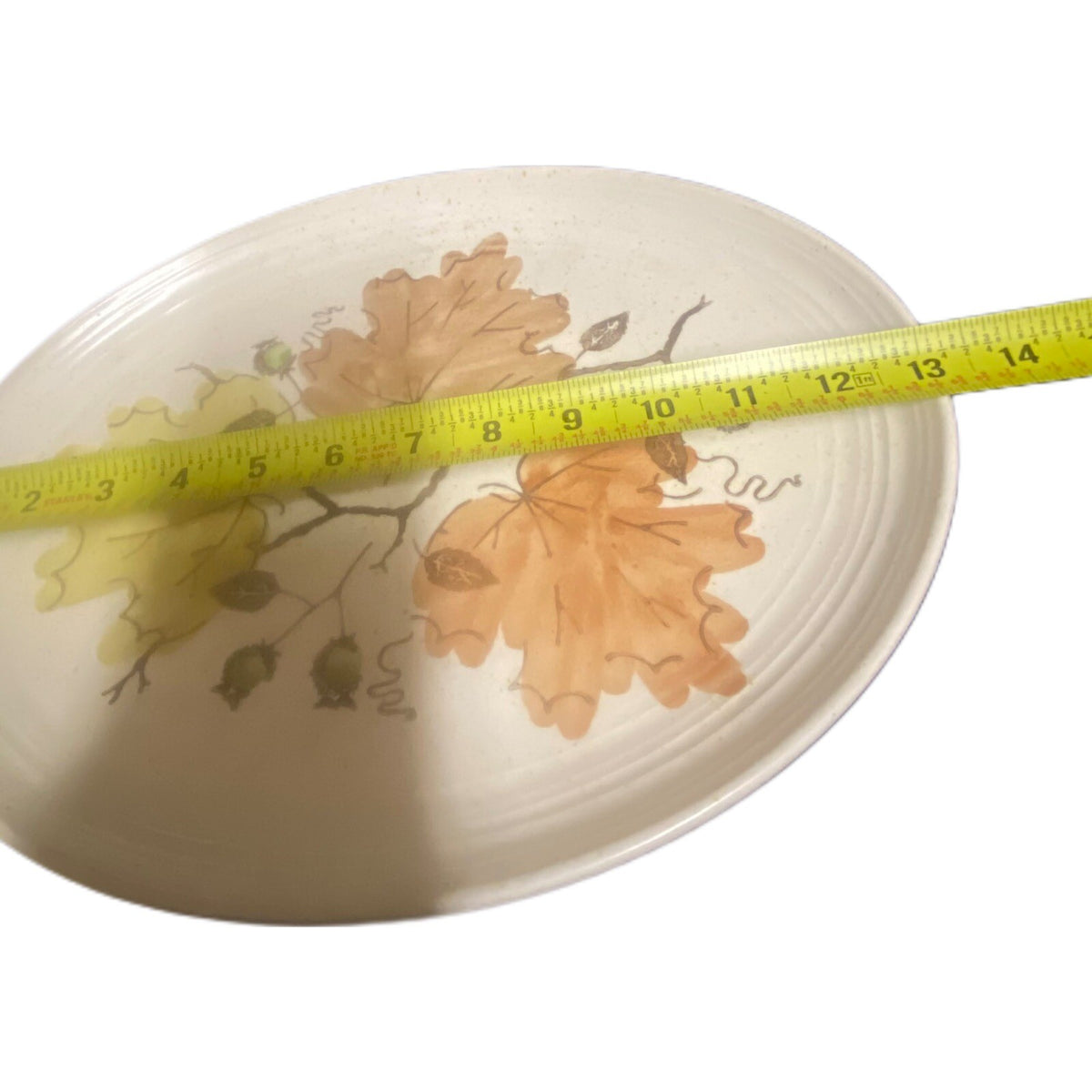 Vintage Metlox Poppytrail Oval Serving Platter Woodland Gold Oak Leaves Vernon