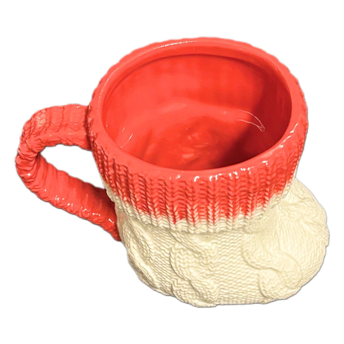 Anthropologie 2-Mugs CABLE KNIT Design Winter Holiday Boot Shape Coffee Tea Cups