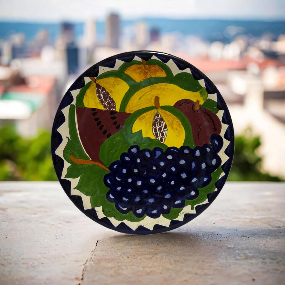 Vintage TALAVERA Plate Hand Painted Mexico Pottery Lead Free Wall Art 11.5 ”D