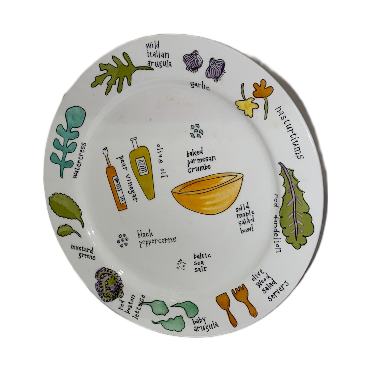 URSULA DODGE SALAD DAYS 4 Luncheon Plates Signature Housewares Salad Dish 9 1/8"