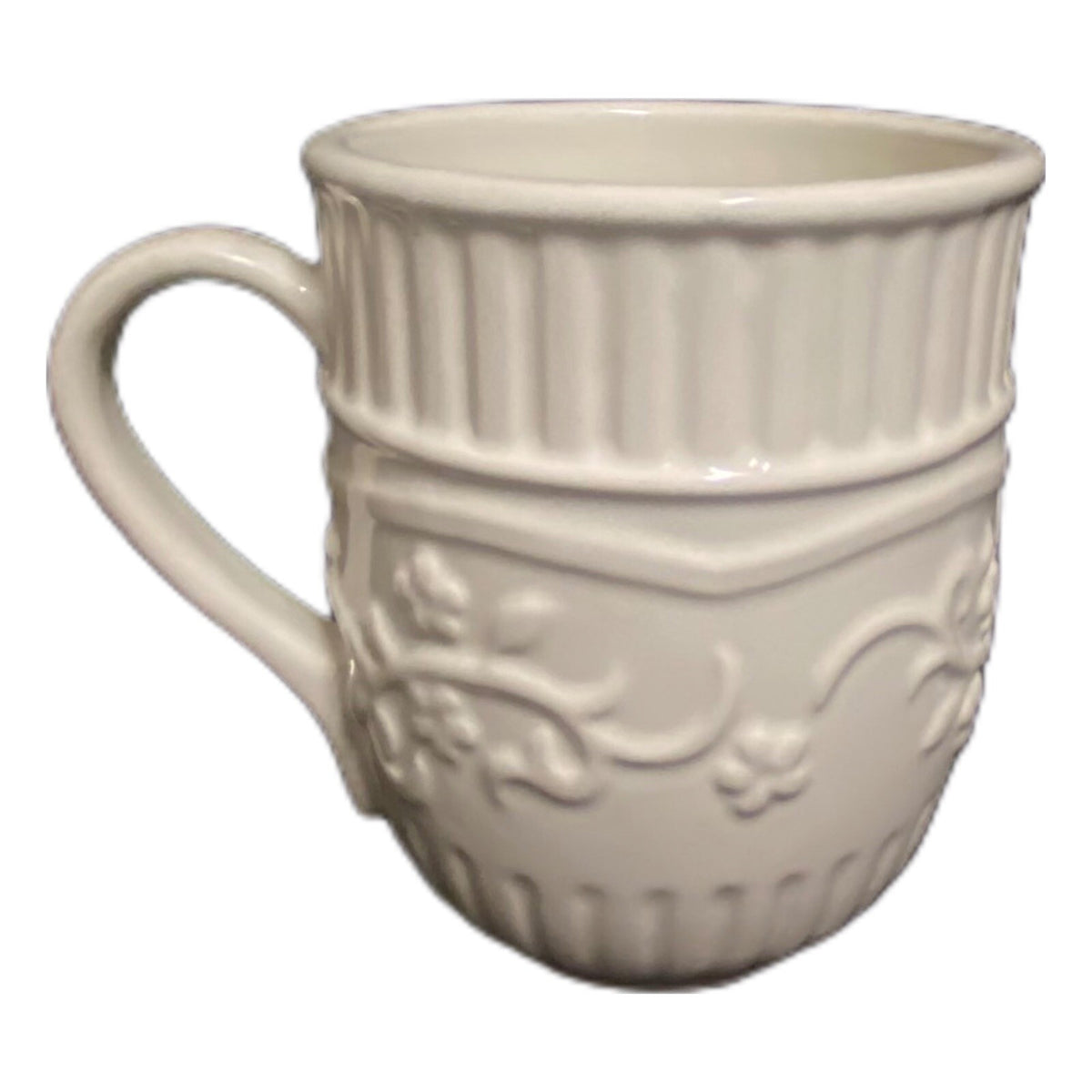 Mikasa AMERICAN COUNTRYSIDE 3- Mugs Earthenware White Tea Cups Embossed Design