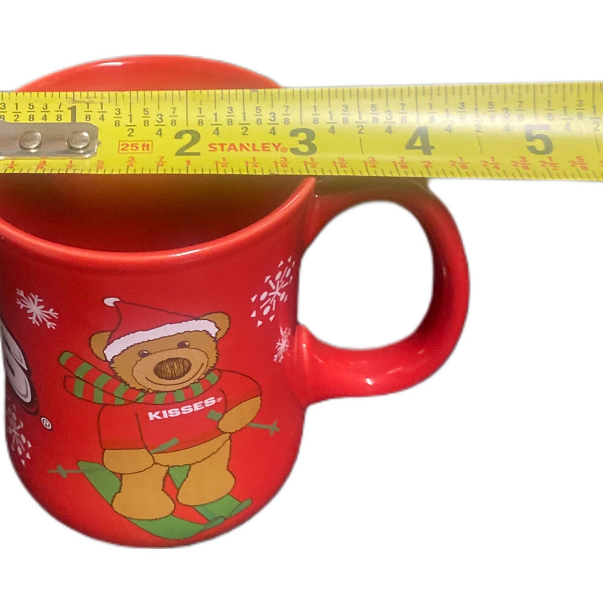 GALERIE Hershey KISSES Red Mug Christmas Skiing Bear Winter Snowflakes Tea Cup