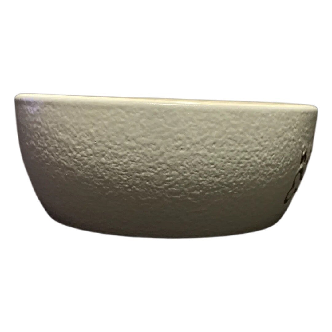 SPOT BRAND Dog Bowl PET Food Water Ceramic Dish Gray & White WOOF Bone