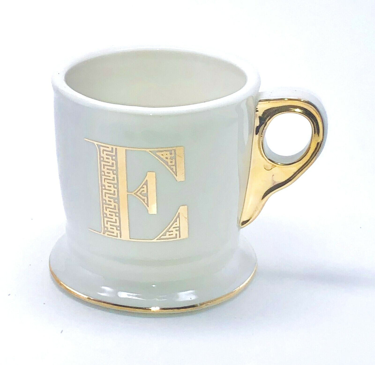 Anthropologie Initial Coffee Mug Limited Edition White Gold Monogram Letter Cup