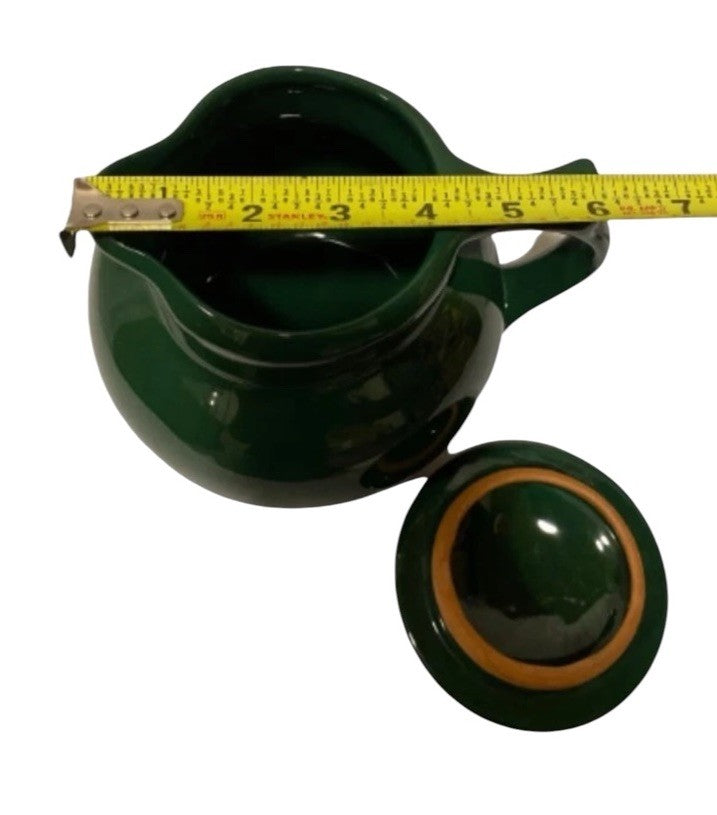 Vintage 1994 Christian Ridge Pottery Covered Coffee Carafe Hunter Green Pitcher