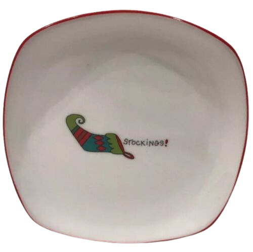 Fitz & Floyd Essentials Merry Christmas Set of 4 Canapé/Dessert Plates 