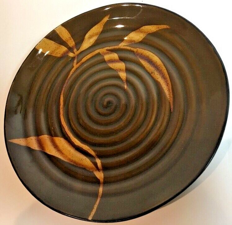 Pier 1 Imports DAKARA Brown 3 Pc. Place Setting Hand Painted Stoneware Set for 1