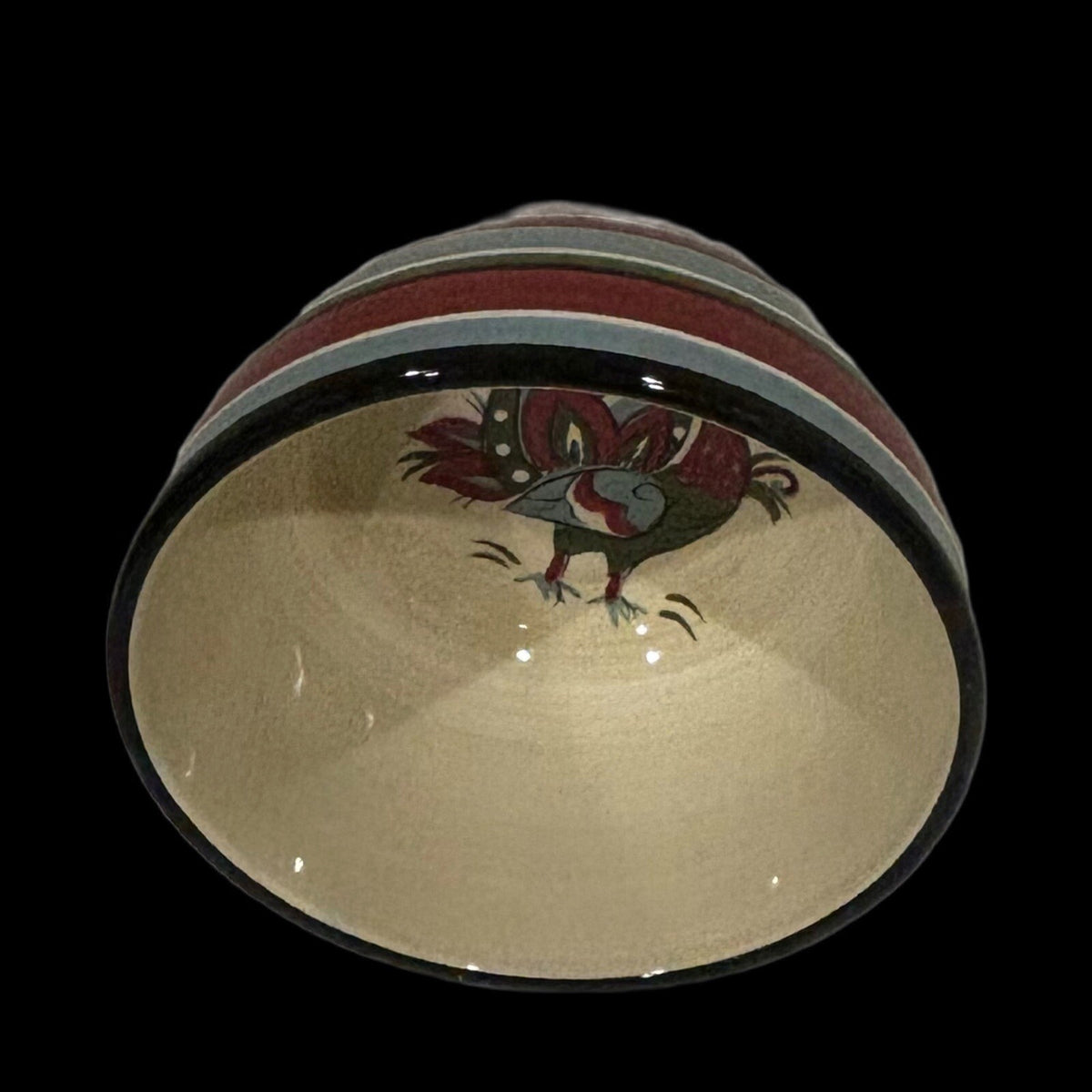 Tabletops Unlimited BOULEVARD 4 Cereal Bowls Hand Painted Bird Striped Soup Dish