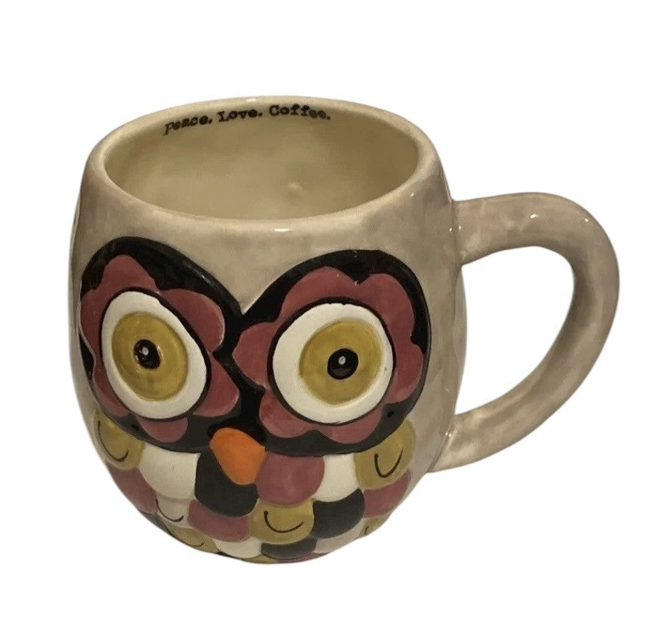 Natural Life Owl Mug • Peace Love Coffee • Colorful Ceramic Cup