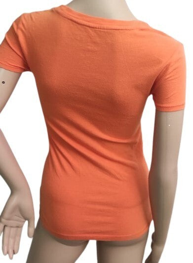 Aéropostale T-Shirt Puppie Dog Crew Neck Short Sleeves Orange Tee Small Top
