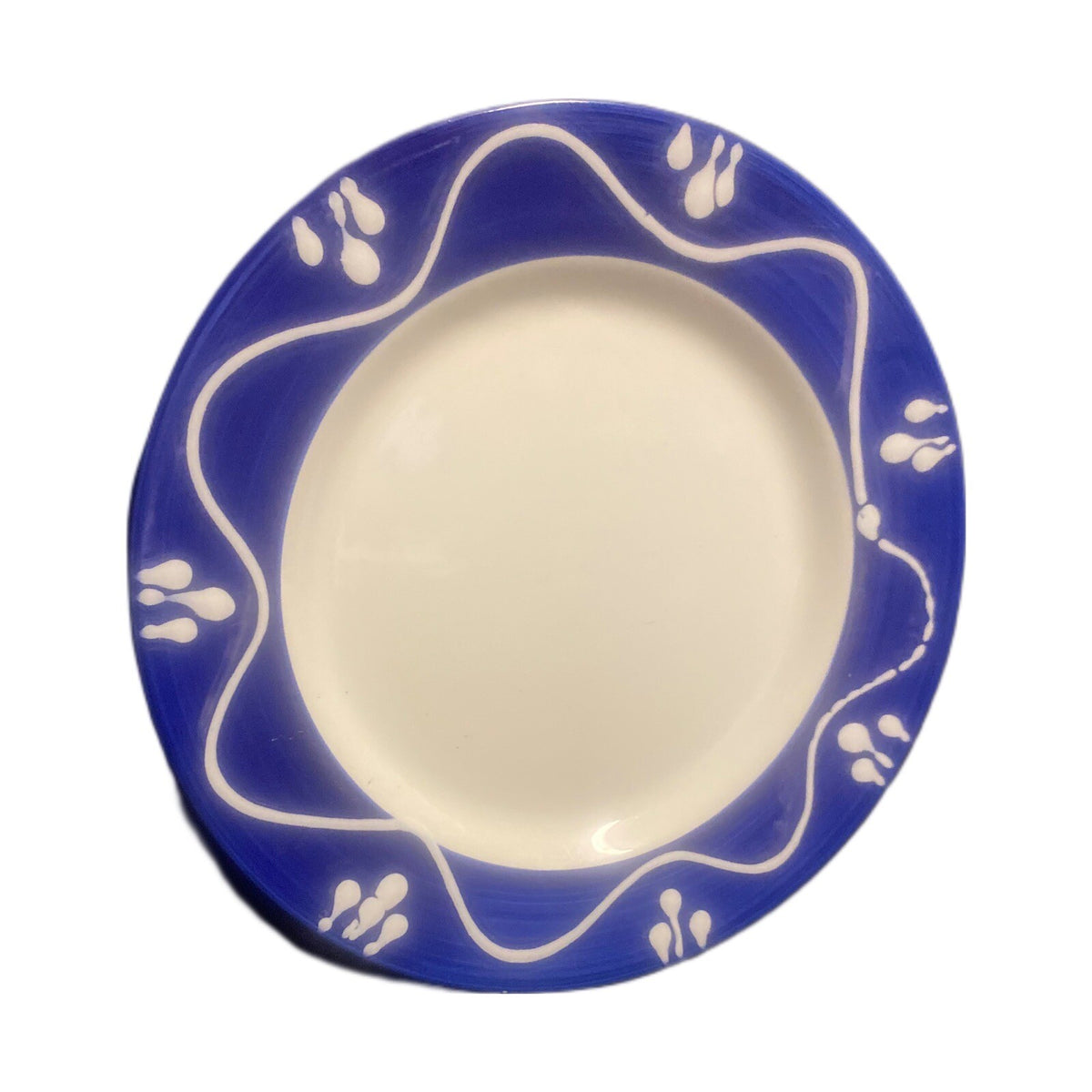 LA PRIMULA 4-Salad Plates Italy Hand-Painted White Blue Dessert S. R. I Dish 8”D