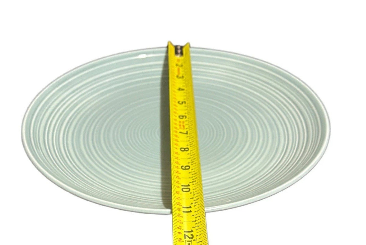 Denby Ripple Mint Blue 10.5” Dinner Plates Set of 3 | Concentric Texture