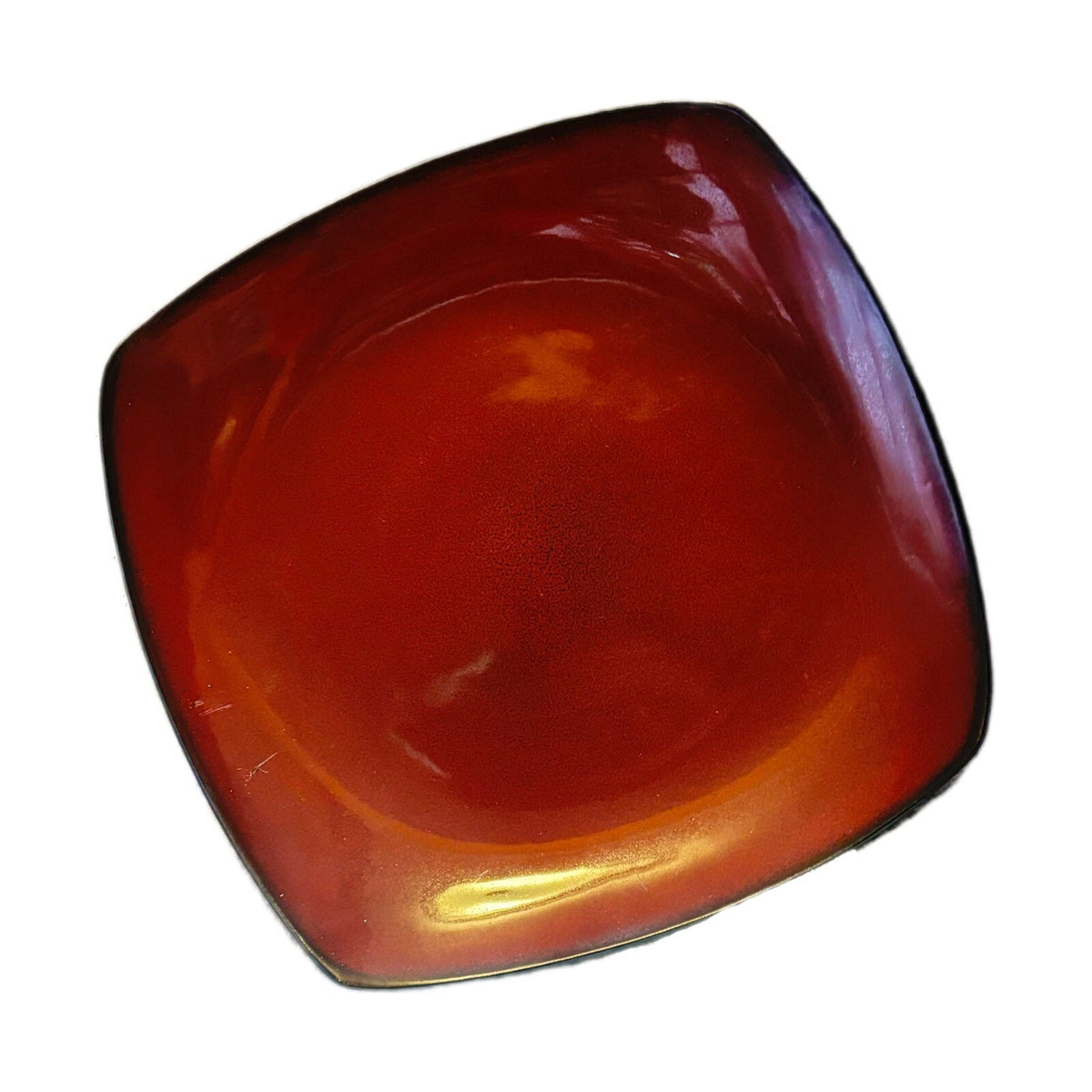 Simple Dining 4-Salad Plates Burgundy Square Shaped Dessert Dinnerware Stoneware