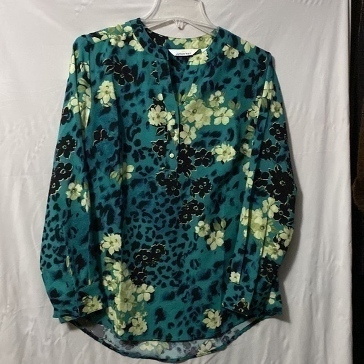 Lemon Way Top Blouse Floral Long Sleeves Sz. S