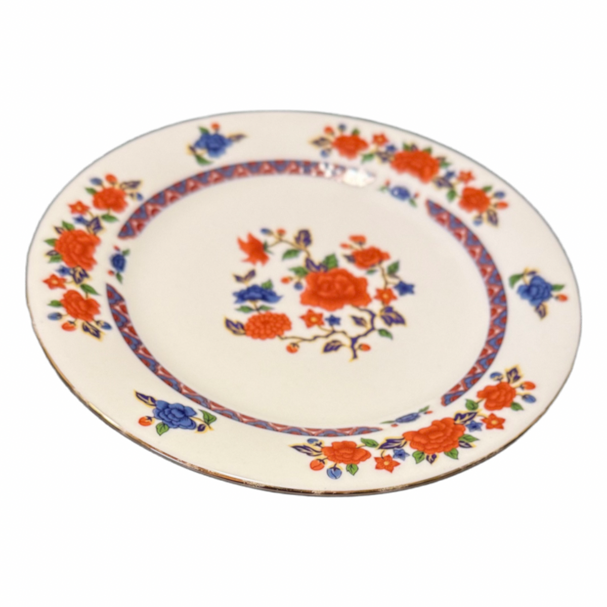 3 CROWN MING OLD IMARI Salad Plates 7.5” Jian Shiang China Faded Gold Trim