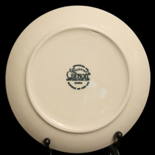 Gibson Designs CONCORDIA 4-Salad/Dessert Plates 7 1/8" D  Bands & Fruits