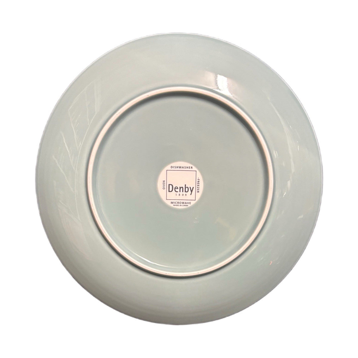 Denby Ripple Mint Blue 10.5” Dinner Plates Set of 3 | Concentric Texture