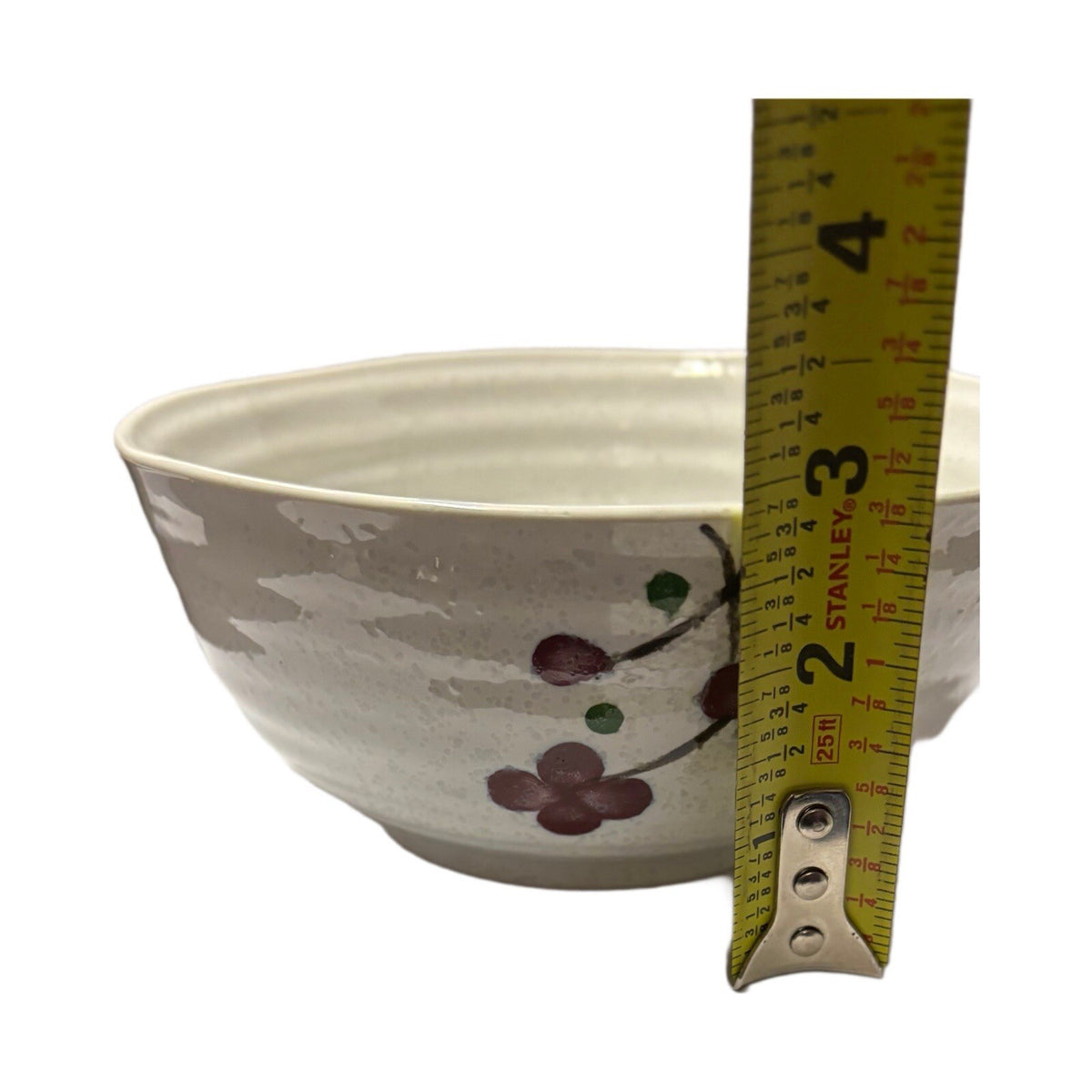 Vintage KoTo 7-Large Bowls Rice Noodle Soup Cups Ceramic Japan Red Blossom
