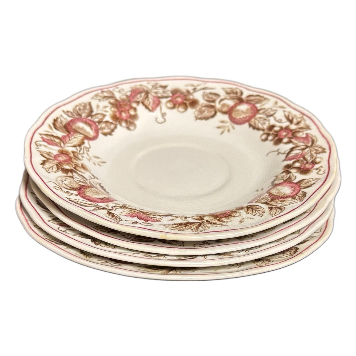 Double Phoenix INDIAN SUMMER 4-Saucers Iron Stone Round Scalloped Fruit Dish