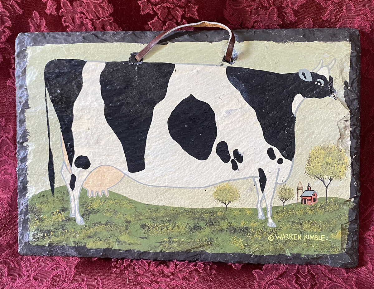Karen Wimble Slate Farmhouse Cow Hanging Patio Porch Terrace Garden 12”W Signed