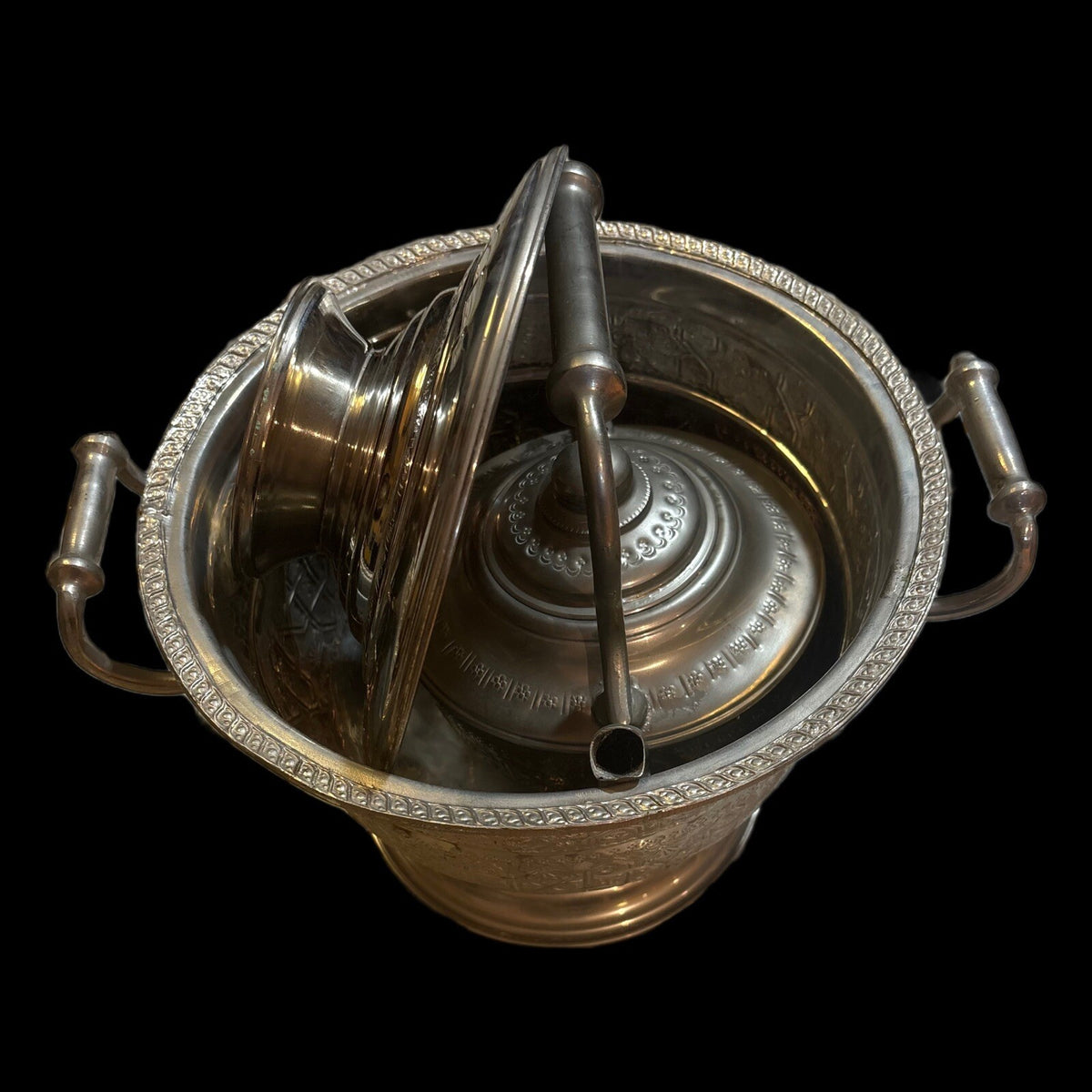 Moroccan Basin & Kettle Traditional Hand Wash Hand Hammered Brass Nickel Silver