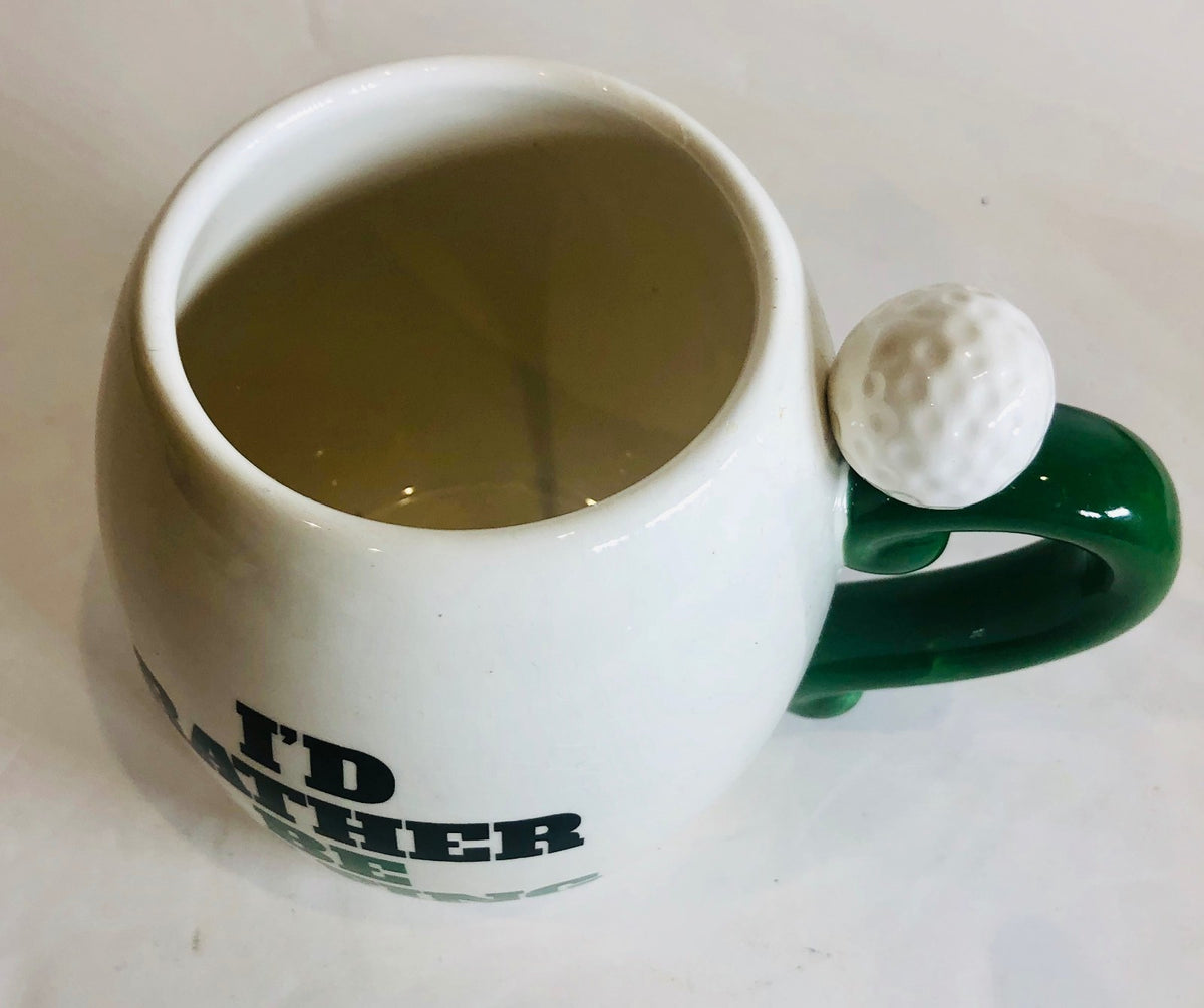 Golf Ceramic Mug I'd Rather Be Golfing 3D Handle Golf Ball Coffee Tea Cup