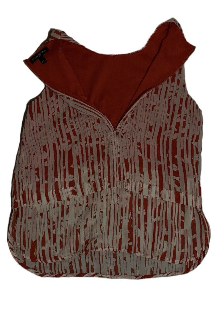 Banana Republic Women’s Blouse Size 6 Orange Sleeveless Layered Print Top