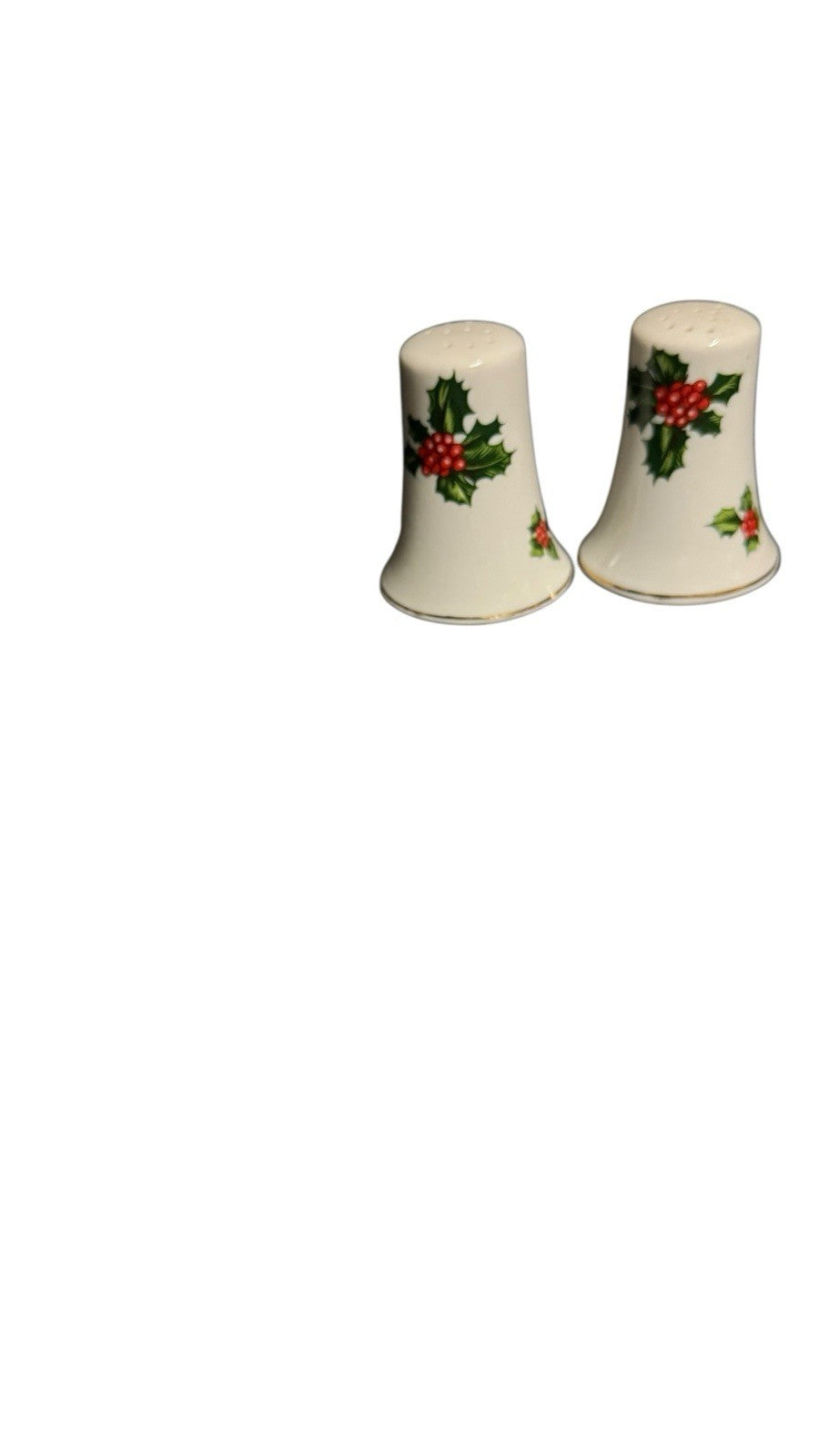 Lefton Holly 7955 Salt & Pepper Shakers Japan Vintage Christmas 2 1/2”