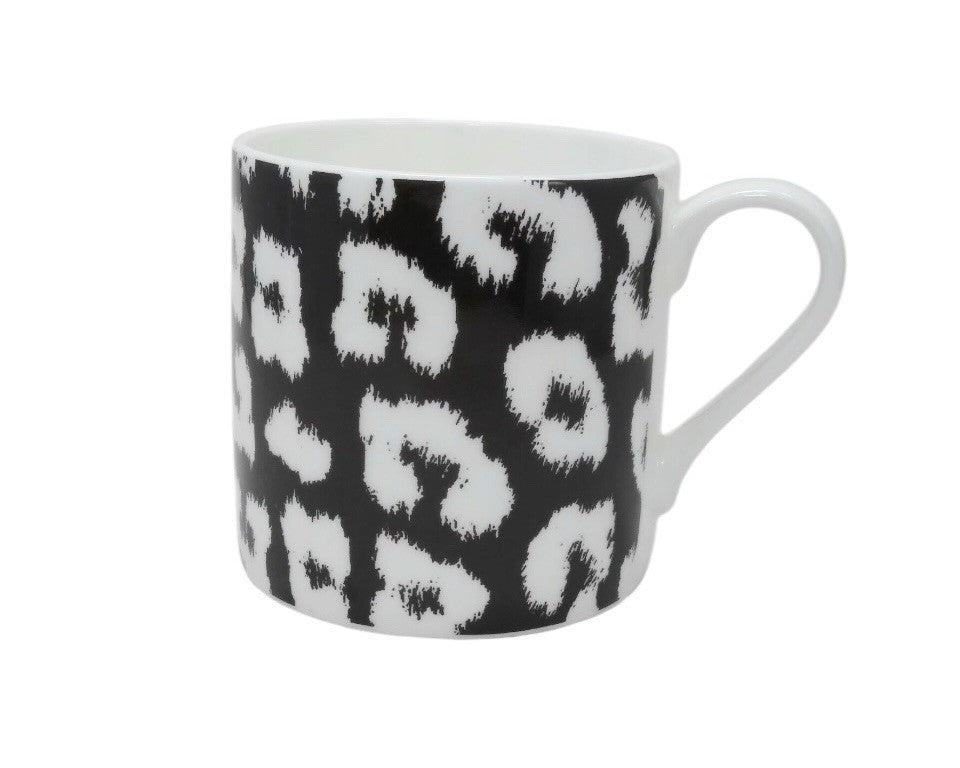 PORTOBELLO Inspire Fine Bone China Mug Leopard Skin Black White Abstract 16oz
